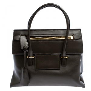 Tom Ford Dark Olive Green Leather TF Icon Satchel 