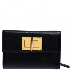 Tom Ford Black Leather Natalia French Wallet