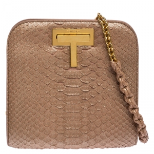 Tom Ford Metallic Pink Python Saskia Crossbody