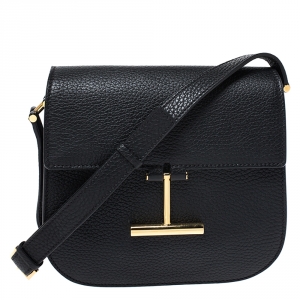 Pre Owned Tom Ford Black Leather Mini Tara Crossbody Bag