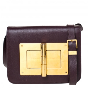 Pre Owned Tom Ford Burgundy Leather Small Natalia Crossbody Bag