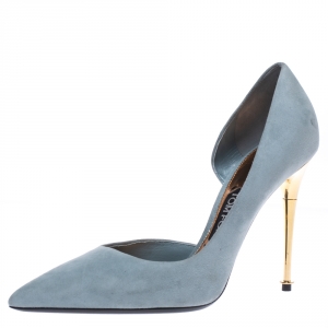 Tom Ford Grey Suede D’orsay Pointed Toe Pumps Size 39.5