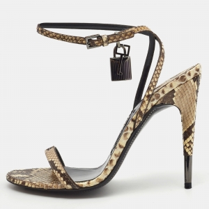 Tom Ford Cream/Brown Python Padlock Sandals Size 40