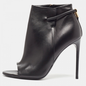 Tom Ford Black Leather Zip Up Ankle Boots Size 39