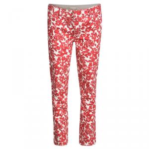 Tory Burch Red Pepper Issy Print Straight Fit Cropped Laurel Pants M