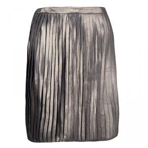 Pre Owned Tory Burch Metallic Pleated Audra Skirt L