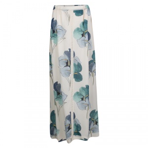 Pre Owned Tory Burch Off White Blooming Iris Printed Silk Kendra Maxi Skirt M