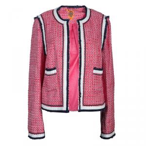 Pre Owned Tory Burch Pink Roscoe Tweed Blazer XL