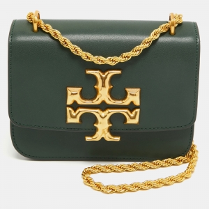 Pre Owned Tory Burch Green Leather Small Convertible Eleanor Shoulder Bag