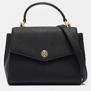 Pre Owned Tory Burch Black Leather Small Robinson Top Handle Bag