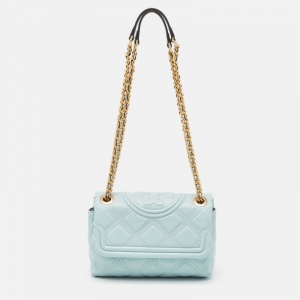 Tory Burch Light Blue Leather Small Fleming Shoulder Bag