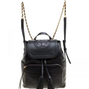 Tory Burch Black Leather Fleming Backpack