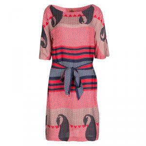 Tory Burch Multicolor Printed Silk Belted Dress L