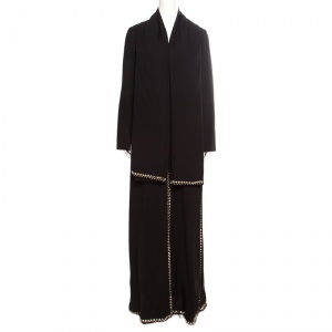 Tory Burch Black  Mirror Embellished Silk Abaya and Scarf Set S
