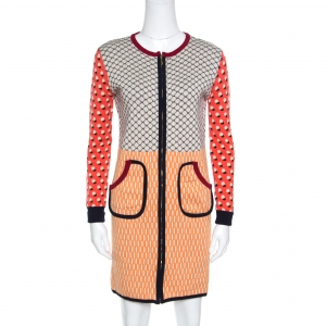 Tory Burch Multicolor Cotton Zip Front Sweater Dress M