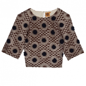 Tory Burch Crochet Silk Top L
