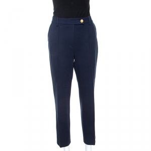 Tory Burch Navy Blue Stretch Sara Cropped Trousers M