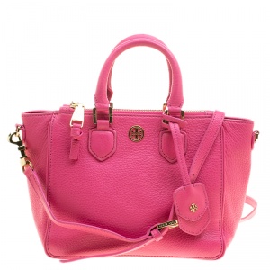 مملوكة مسبقًا Tory Burch Pink Pebbled Leather Mini Square Robinson Tote