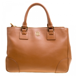 Pre Owned Tory Burch Brown Leather Robinson Top Handle Bag