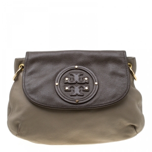 مملوكة مسبقًا Tory Burch Grey/Brown Leather Shoulder Bag