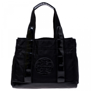 مملوكة مسبقًا Tory Burch Black Nylon and Leather Ella Tote