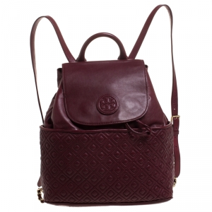 Tory Burch Burgundy Leather Talor Backpack