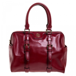 Tory Burch Red Leather Robinson Boston Bag