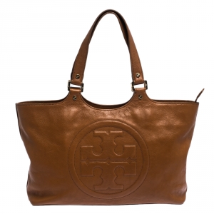 مملوكة مسبقًا Tory Burch Tan Leather Bombe Tote