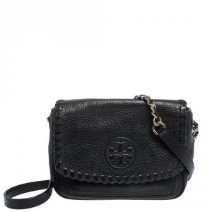 مملوكة مسبقًا Tory Burch Black Leather Marion Flap Crossbody Bag