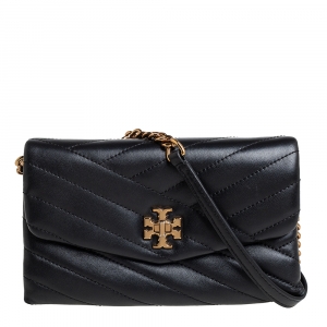 Pre Owned Tory Burch Black Quilted Leather Kira Crossbody Bag