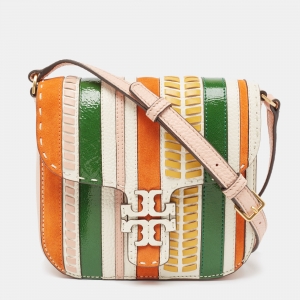 Tory Burch Multicolor Suede and Leather Stripe Mcgraw Crossbody Bag