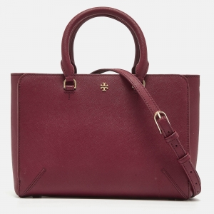 Pre Owned Tory Burch Burgundy Leather Robinson Tote