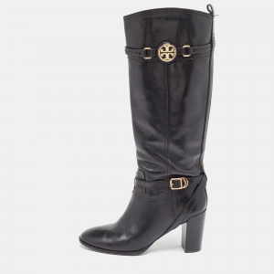 Tory Burch Black Leather Knee Length Boots Size 40.5