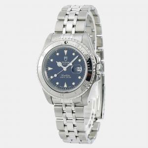 Tudor Prince Date 73190 Blue Dial Stainless Steel Women's Wristwatch 34 mm