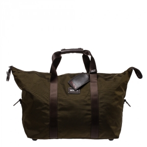 TUMI Khaki Green Nylon Alpha 2 Weekender Duffel Bag