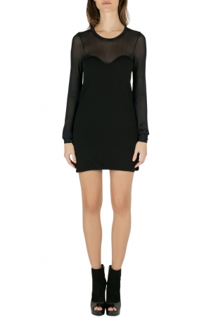 Pre Owned Isabel Marant Black Wool Blend Sheer Yoke Aglaee Mini Dress M