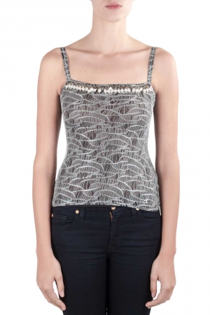 Chanel Black Metallic Lurex Knit Embellished Camisole M