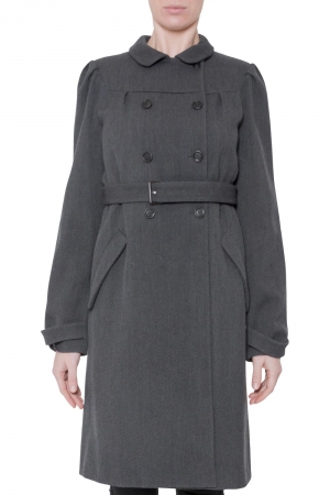 Miu Miu Dark Grey Wool Double Breasted Belted Long Coat M