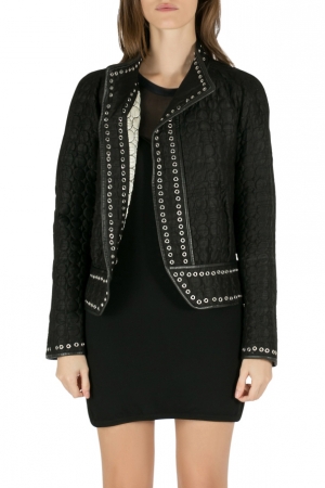 Isabel Marant Black Raw Silk Circle Quilted Eyelet Detailed Orval Jacket M