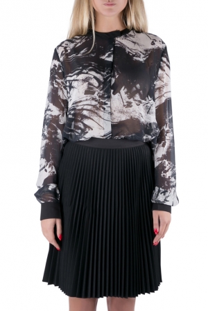Preen by Thornton Bregazzi Blackbirds Printed Silk Long Sleeve High Low Blouse L