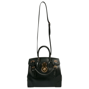 Ralph Lauren Black Leather The Ricky Bag With Light Top Handle Bag
