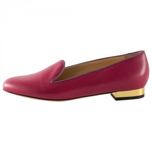 Charlotte Olympia Magenta Leather Smoking Slippers Size 38.5