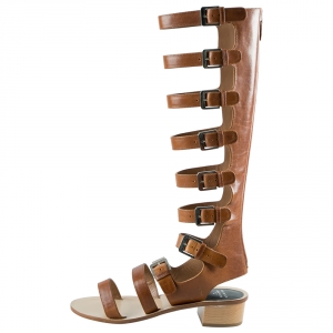 Laurence Dacade Brown Leather Halle Gladiator Sandals Size 38.5