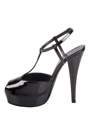 Pre Owned Giuseppe Zanotti Black Patent Leather T Strap Peep Toe Platform Sandals Size 38