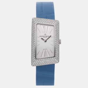 Vacheron Constantin Silver 18k White Gold 1972 25515/U01G-9233 Quartz Women's Wristwatch 21 mm