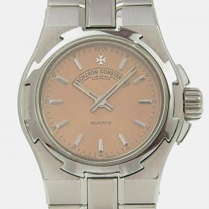 Vacheron Constantin Salmon Pink Stainless Steel Overseas Quartz Women's Wristwatch 25 mm