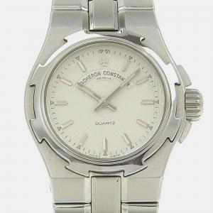 Vacheron Constantin Silver Stainless Steel Overseas Quartz Women's Wristwatch 8.5 mm