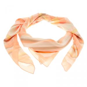 Pre Owned Valentino Native Couture Pastel Striped Diamond Print Silk Square Scarf