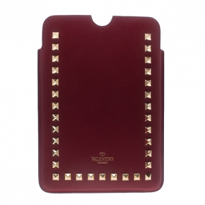 Valentino Red Leather Rockstud iPad Case