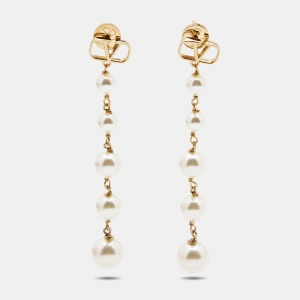 Valentino Vlogo Faux Pearl Gold Tone Earrings